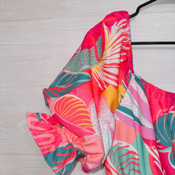 Fantastic Fawn Women's Size Medium Floral Print Puff Sleeve Mini Dress - Picture 3 of 8